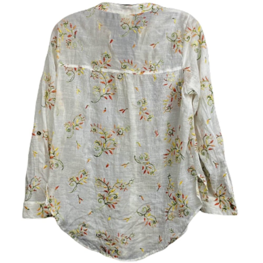 Figs and Flower Women's White Embroidered Floral Long Sleeve Blouse Size Small - Picture 3 of 14